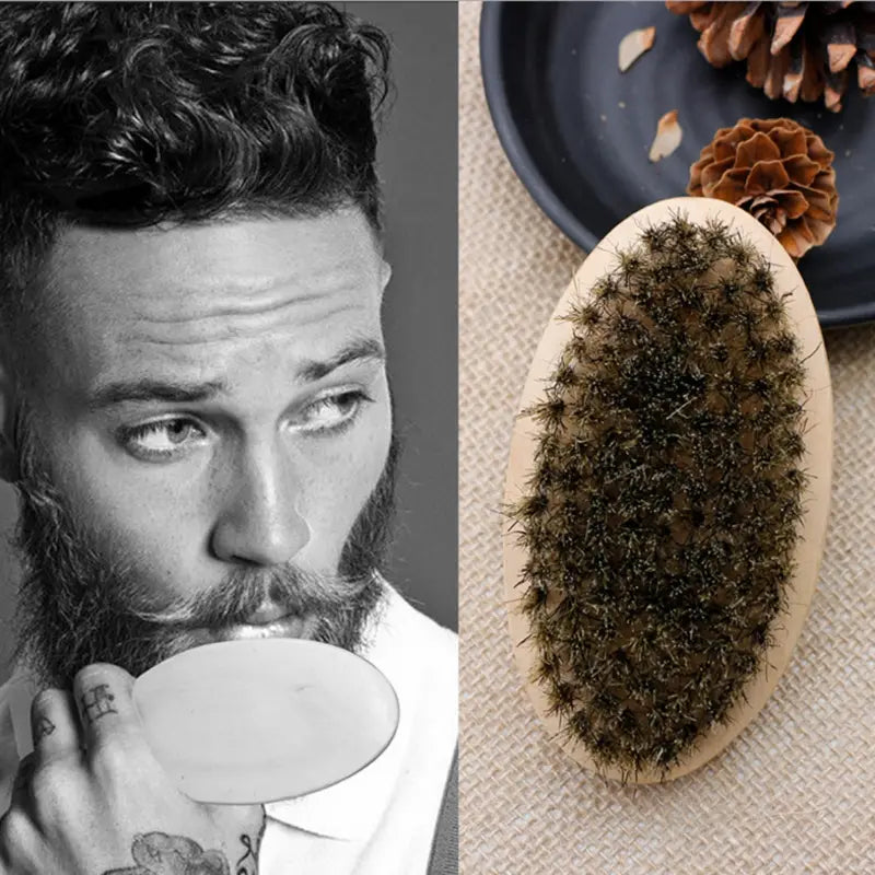Solomon's  Beard Brush for Men & Beard Comb Set w / Gift Bag