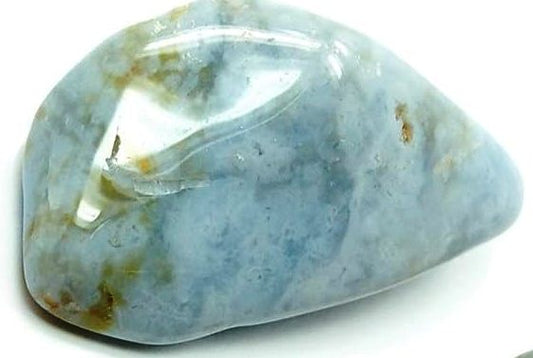 Blue Chalcedony Stone w/ Black Necklace