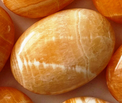 Orange Calcite Stone w/ Black Necklace